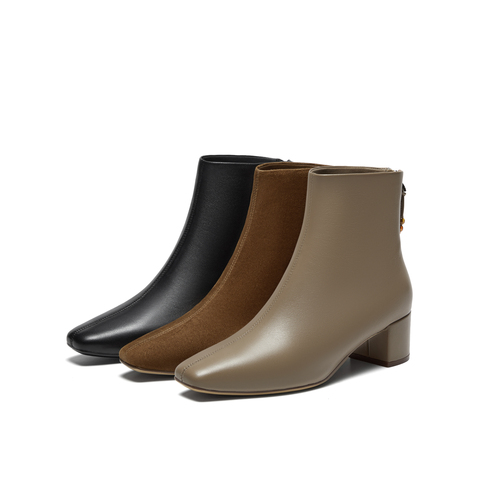 真美诗2025年冬季新款舒适软糯简约纯色羊皮革时装靴871L1DD5