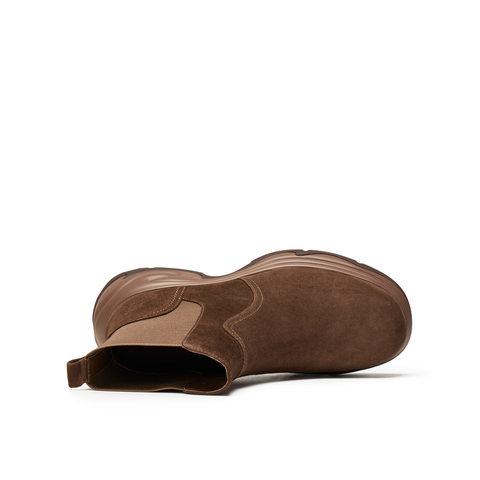 真美诗2025年冬季新款时髦拼色简约运动底切尔西靴Y1O18DD5