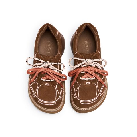 真美诗2025年秋季新款美式复古双色拼底牛剖层革休闲鞋Y1S06CM5