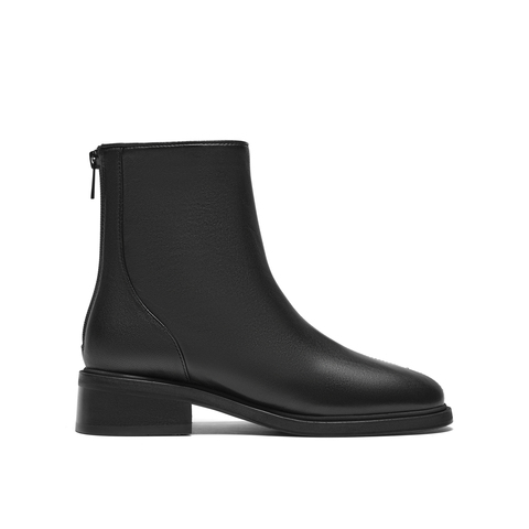 真美诗2025年冬季新款干净简约舒适圆头纯色羊皮革时装靴R71B2DZ5