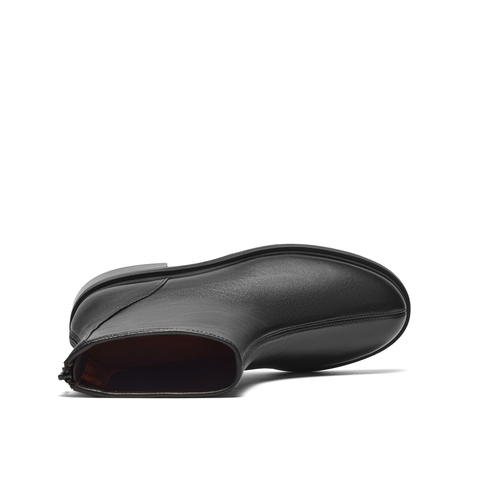 真美诗2025年冬季新款干净简约舒适圆头纯色羊皮革时装靴R71B2DZ5