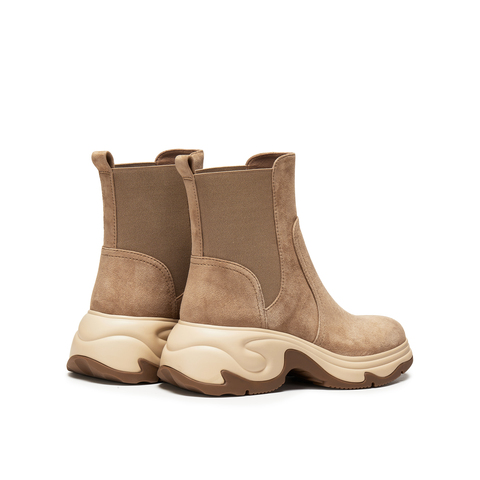 真美诗2025年冬季新款时髦拼色简约运动底切尔西靴Y1O18DD5