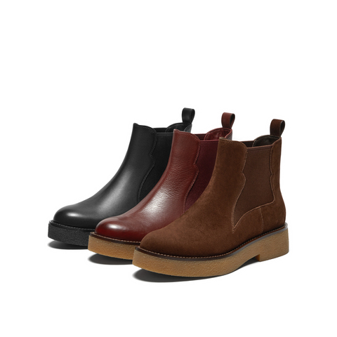 真美诗2025年冬季新款随性帅气百搭纯色优雅楦型切尔西靴HS35PDD5