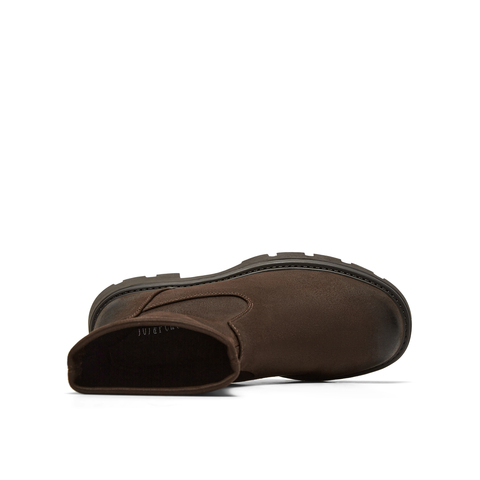 真美诗2025年冬季新款复古知性时髦百搭纯色弹力靴1783ADZ5