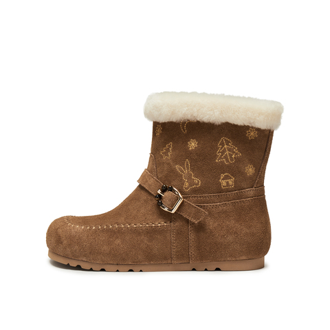 真美诗2025年冬季新款浪漫小众保暖羊毛皮舒适雪地靴Y1Y01DZ5