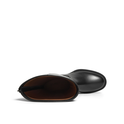 真美诗2025年冬季新款打蜡小牛皮革女靴YUJ38DG5