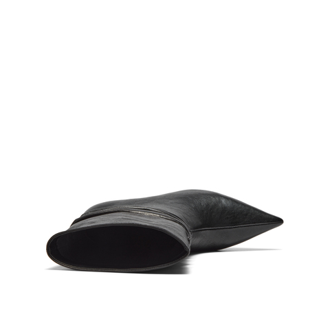 真美诗2025年冬季新款慵懒随性细高跟羊皮革直筒时装靴698A1DZ5