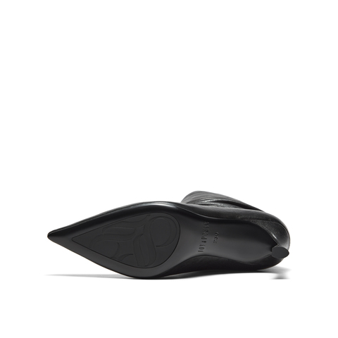 真美诗2025年冬季新款慵懒随性细高跟羊皮革直筒时装靴698A1DZ5