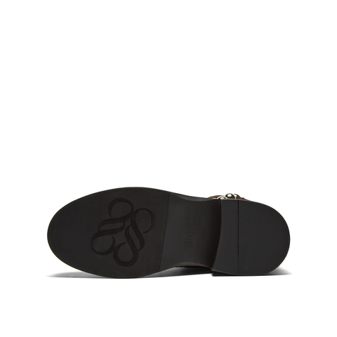 真美诗2025年冬季新款时髦帅气金属钉珠牛皮革气质时装靴R7106DS5