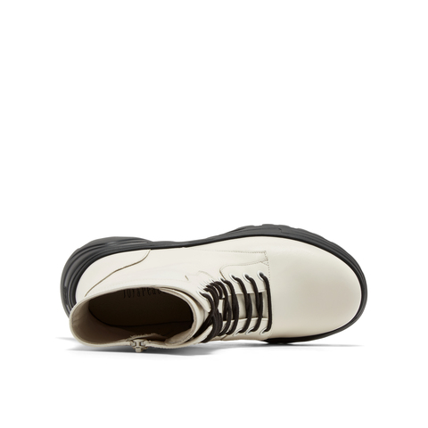 真美诗2025年冬季新款油润光泽干练牛皮革飒爽马丁靴YYM86DD5