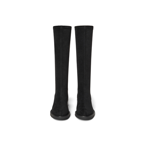 真美诗2025年冬季新款舒适软糯飒爽羊皮革纯色骑士靴YUJ62DG5