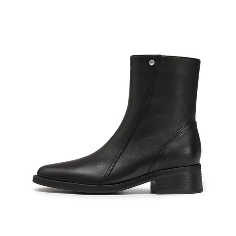 真美诗2025年冬季新款气质出街优雅纯色牛皮革时装靴R65B9DZ5