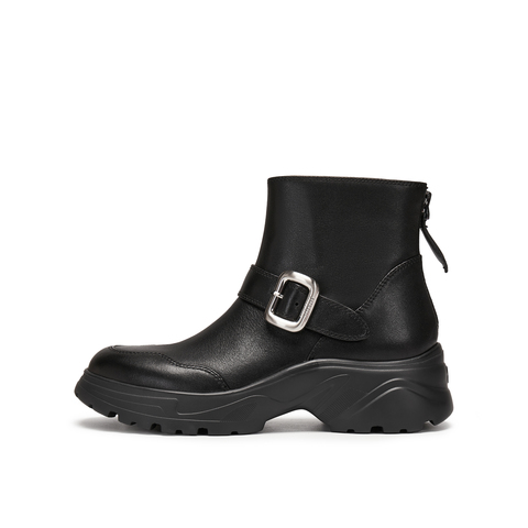 真美诗2025年冬季新款轻盈挺阔甜酷牛皮厚底时装靴YYM82DD5