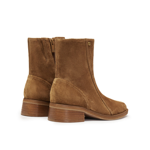 真美诗2025年冬季新款气质出街优雅纯色牛皮革时装靴R65B9DZ5