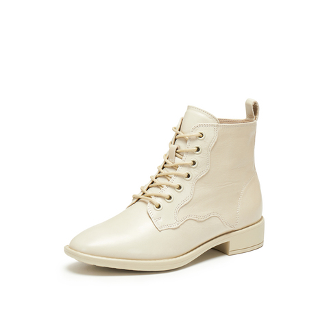 真美诗2025年冬季新款飒爽干练羊皮革经典马丁靴YZK21DD5