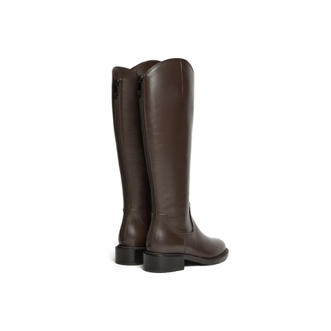 真美诗2025年冬季新款打蜡小牛皮革女靴YUJ38DG5