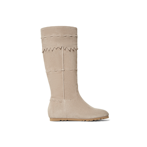 真美诗2025年冬季新款穿绳设计潇洒恣意牛剖层革西部靴YTV03DG5