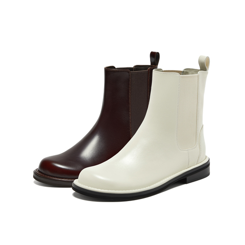 真美诗2025年冬季新款时髦简约通勤纯色切尔西靴2306PDZ5