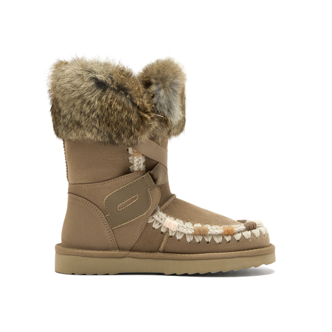 真美诗2025年冬季新款别致时髦撞色手工毛线绒绒雪地靴50561DS5