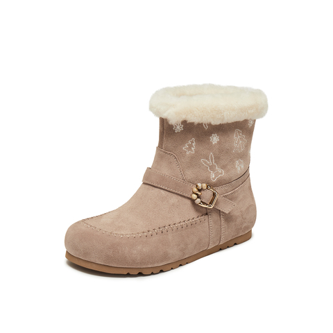 真美诗2025年冬季新款浪漫小众保暖羊毛皮舒适雪地靴Y1Y01DZ5