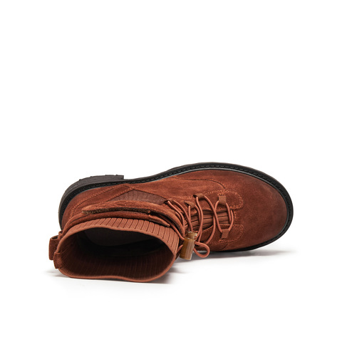 真美诗2025年冬季新款多材质拼接飒爽帅气工装靴88913DZ5