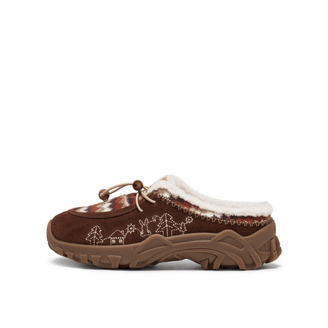 真美诗2025年秋新软糯舒适牛剖层革袋鼠羊蹄鞋女（绒里）78953CH5