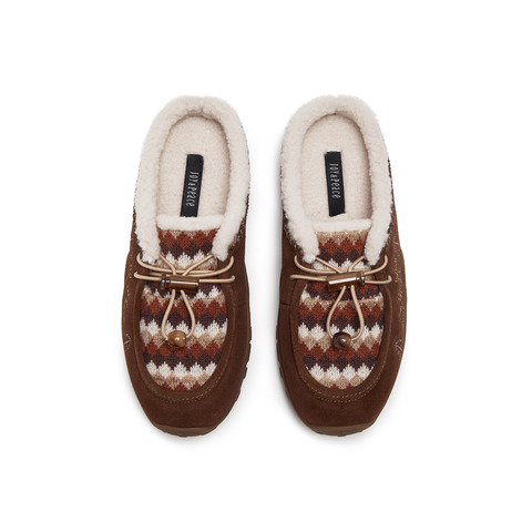 真美诗2025年秋新软糯舒适牛剖层革袋鼠羊蹄鞋女（绒里）78953CH5