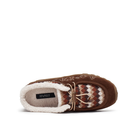 真美诗2025年秋新软糯舒适牛剖层革袋鼠羊蹄鞋女（绒里）78953CH5