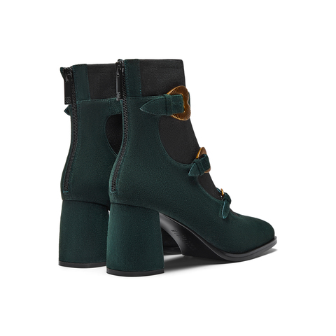 真美诗2025冬季新款商场同款古铜桃心扣高跟袜靴75Z03DD5