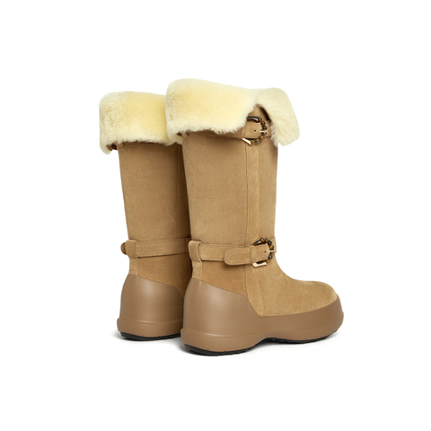 真美诗2025年冬季新款老钱风时髦贵气高筒雪地靴17012DG5