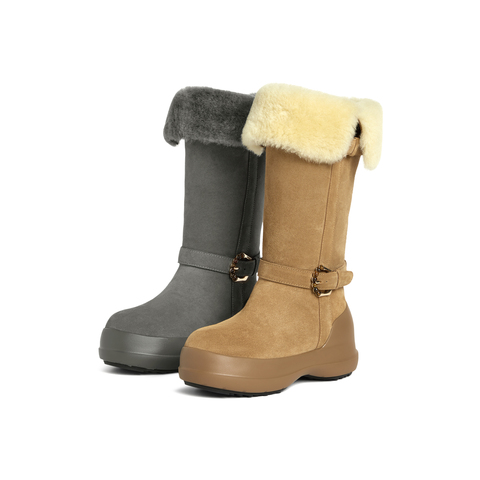 真美诗2025年冬季新款老钱风时髦贵气高筒雪地靴17012DG5