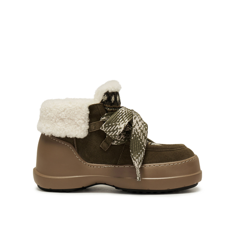 真美诗2025年冬季新款费尔岛风撞色鞋带厚底雪地靴16947DD5