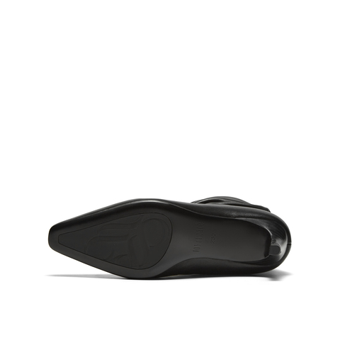 真美诗2025年冬季新款自然堆褶随性潇洒牛皮革尖头时装靴26683DZ5