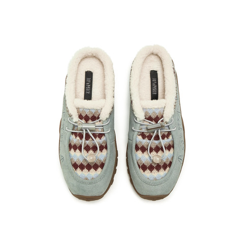 真美诗2025年秋新软糯舒适牛剖层革袋鼠羊蹄鞋女（绒里）78953CH5