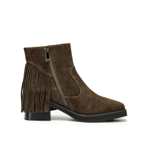 真美诗2025年冬季新款随性流苏软糯羊皮革时装靴579L5DD5