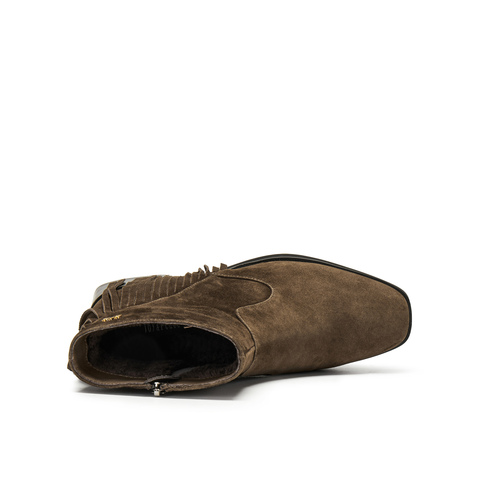 真美诗2025年冬季新款随性流苏软糯羊皮革时装靴579L5DD5