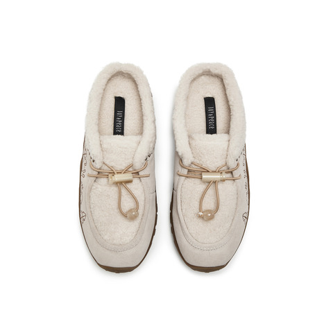 真美诗2025年秋新软糯舒适牛剖层革袋鼠羊蹄鞋女（绒里）78953CH5