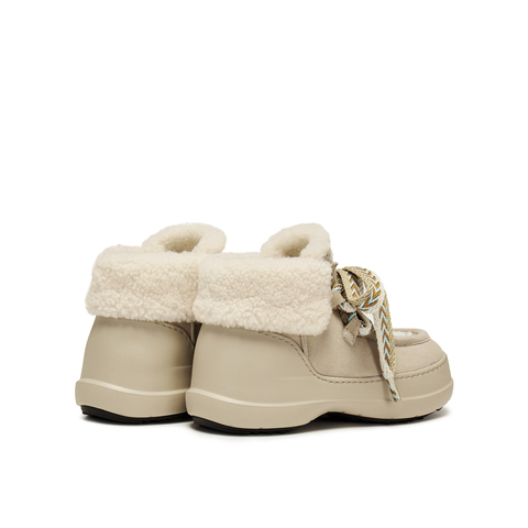 真美诗2025年冬季新款费尔岛风撞色鞋带厚底雪地靴16947DD5