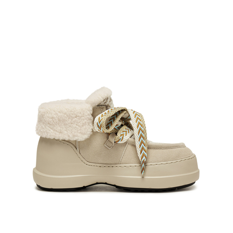 真美诗2025年冬季新款费尔岛风撞色鞋带厚底雪地靴16947DD5