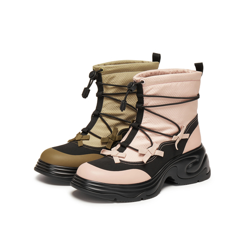 真美诗2025年冬季新款帅气个性小蝴蝶点缀甜酷工装靴Y1O14DD5