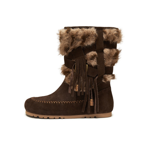 真美诗2025年冬季新款时髦波西风吊坠毛毛雪地靴Y1Y04DS5