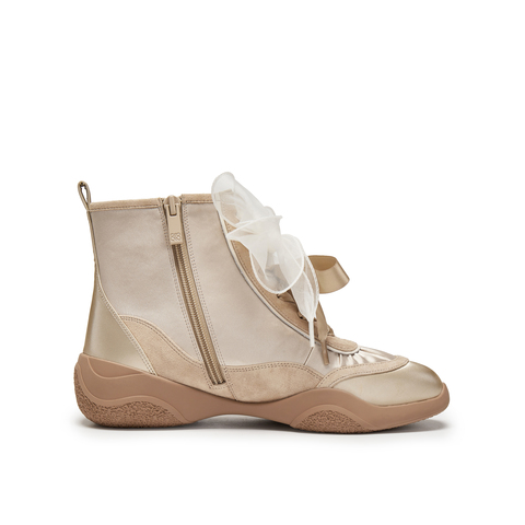 真美诗2025年秋季新款飘逸织带甜美梦幻甜酷运动靴YZM16DD5