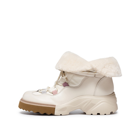 真美诗2025冬新款飒爽率性牛剖层革厚底雪地靴女Y1S03DZ5