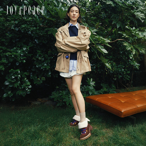 真美诗2025冬新款飒爽率性牛剖层革厚底雪地靴女Y1S03DZ5