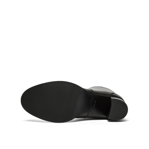 真美诗2025年冬季新款经典贵气牛皮革V口高跟骑士靴51509DG5