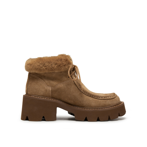 真美诗2025年冬季新款车缝明线不羁率性短筒雪地靴B4852DD5