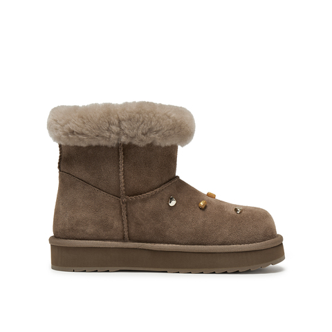 真美诗2025年冬季新款复古摩挲感绒绒雪地靴25137DD5