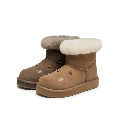 真美诗2025年冬季新款复古摩挲感绒绒雪地靴25137DD5