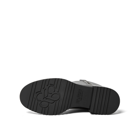 真美诗2025年冬季新款精致金属小扣显瘦V口骑士靴YUJ63DG5