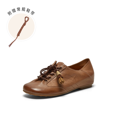 真美诗2026年春季新款复古渐变擦色胎牛皮德训鞋17610AM6